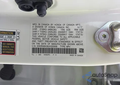 2018 Honda Cr-V Lx from USA, damaged, VIN 2HKRW6H38JH200958